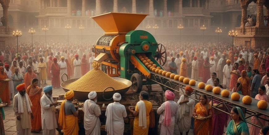 Rajasthan: 65,000 Kg 'Churma' Made Using JCB Machines for Lakhs of Devotees Goes Viral | Kotputli News